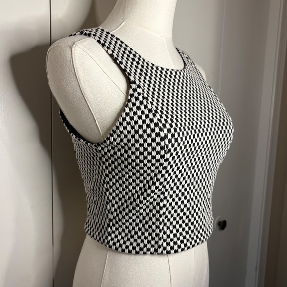 Forever 21 Crop Top Sleeveless Tank Top Houndstooth Pattern Women's Size Small - Picture 2 of 4